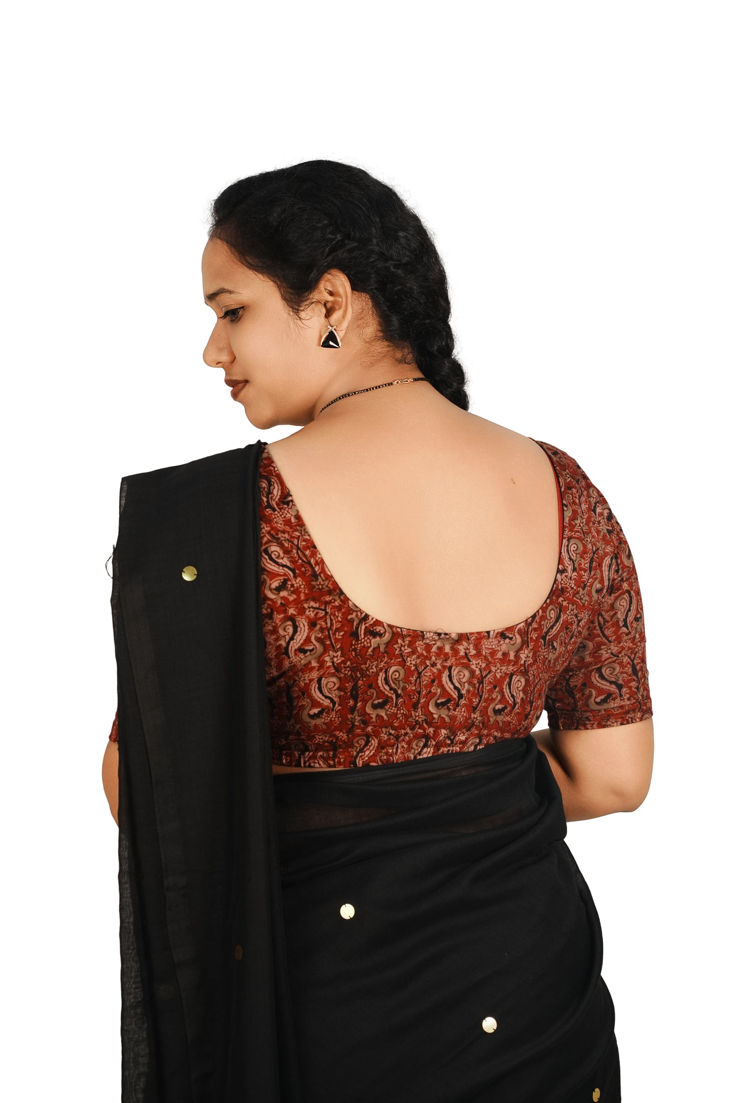 KALAMKARI ROUND NECK 10 INCH HANDS STRECHBLE BLOUSE