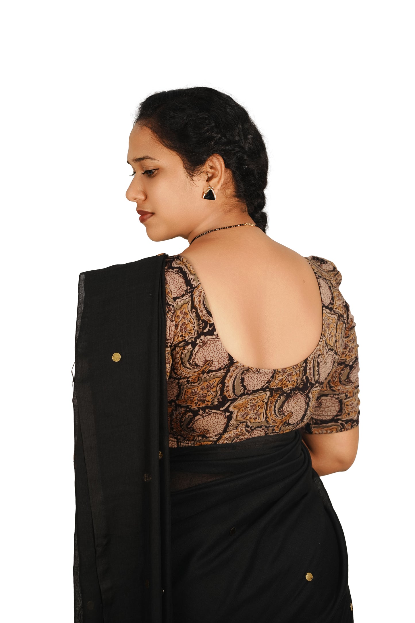 KALAMKARI BUTTA  ROUND NECK 10 INCH HANDS STRECHBLE BLOUSE