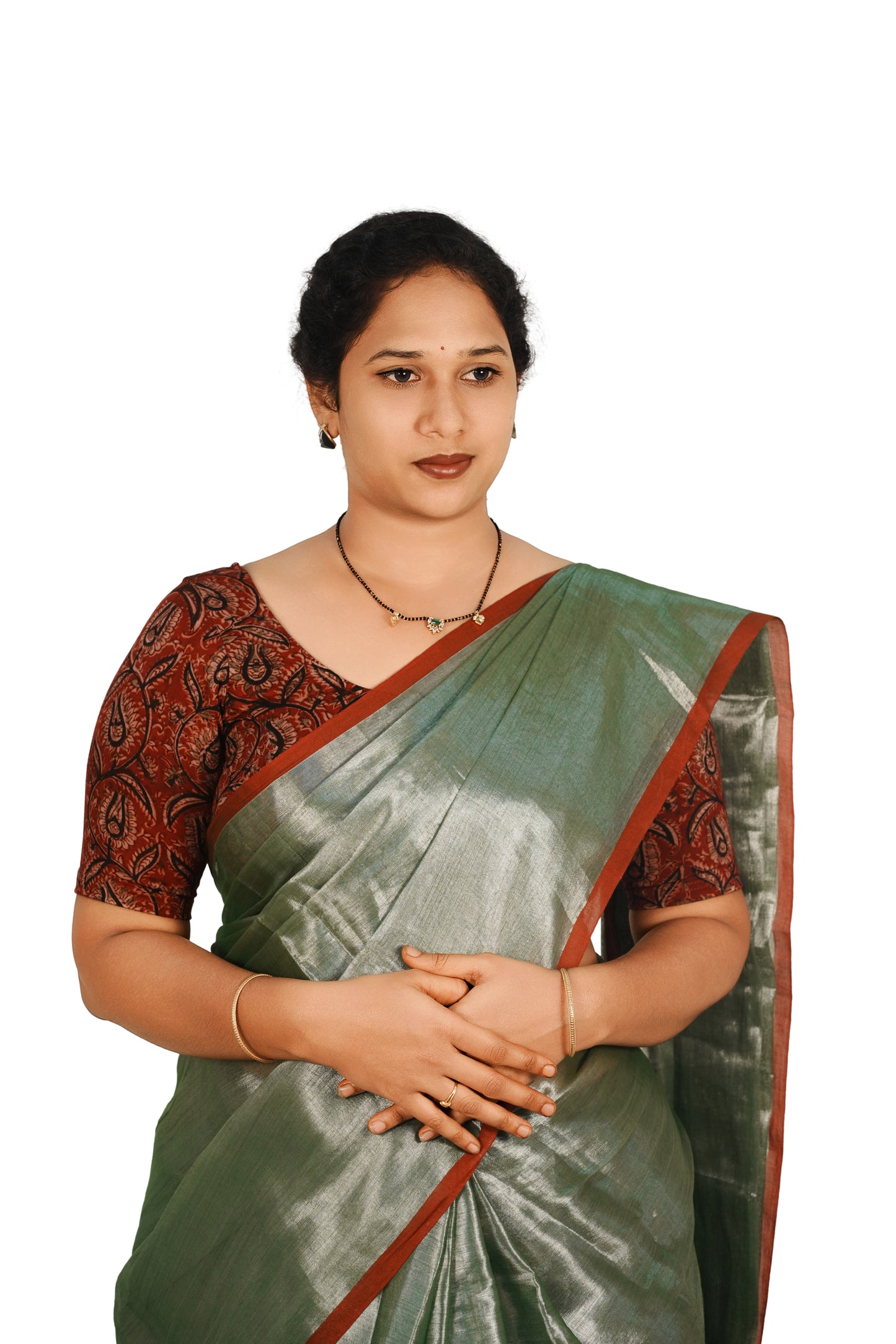 KALAMKARI ROUND NECK 10 INCH HANDS STRECHBLE BLOUSE