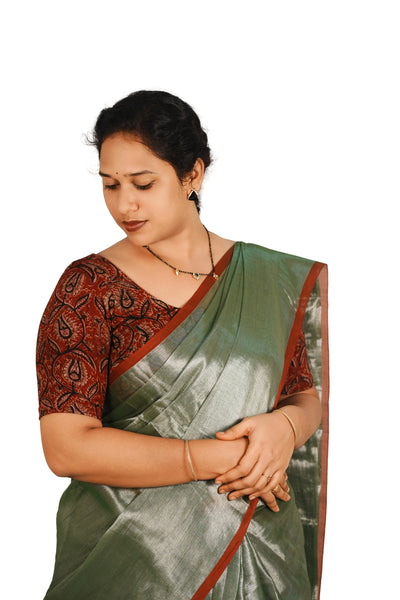 KALAMKARI ROUND NECK 10 INCH HANDS STRECHBLE BLOUSE
