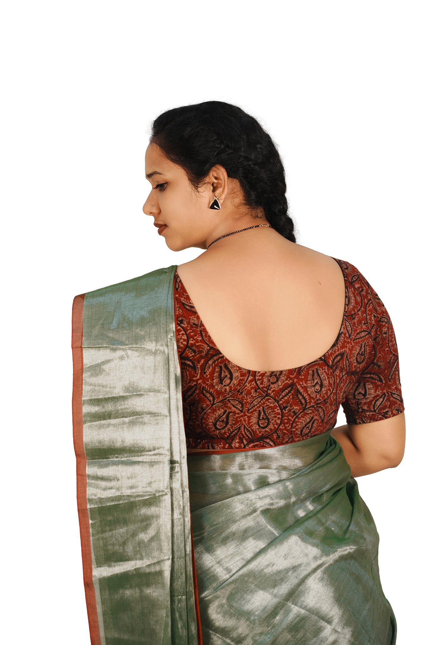 KALAMKARI ROUND NECK 10 INCH HANDS STRECHBLE BLOUSE