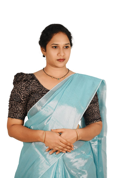 KALAMKARI BUTTA  ROUND NECK 10 INCH HANDS STRECHBLE BLOUSE