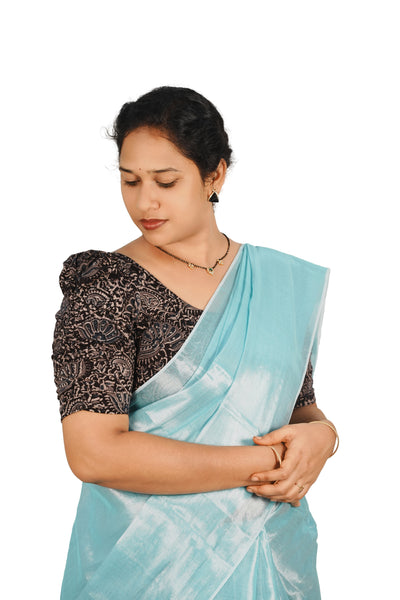 KALAMKARI BUTTA  ROUND NECK 10 INCH HANDS STRECHBLE BLOUSE