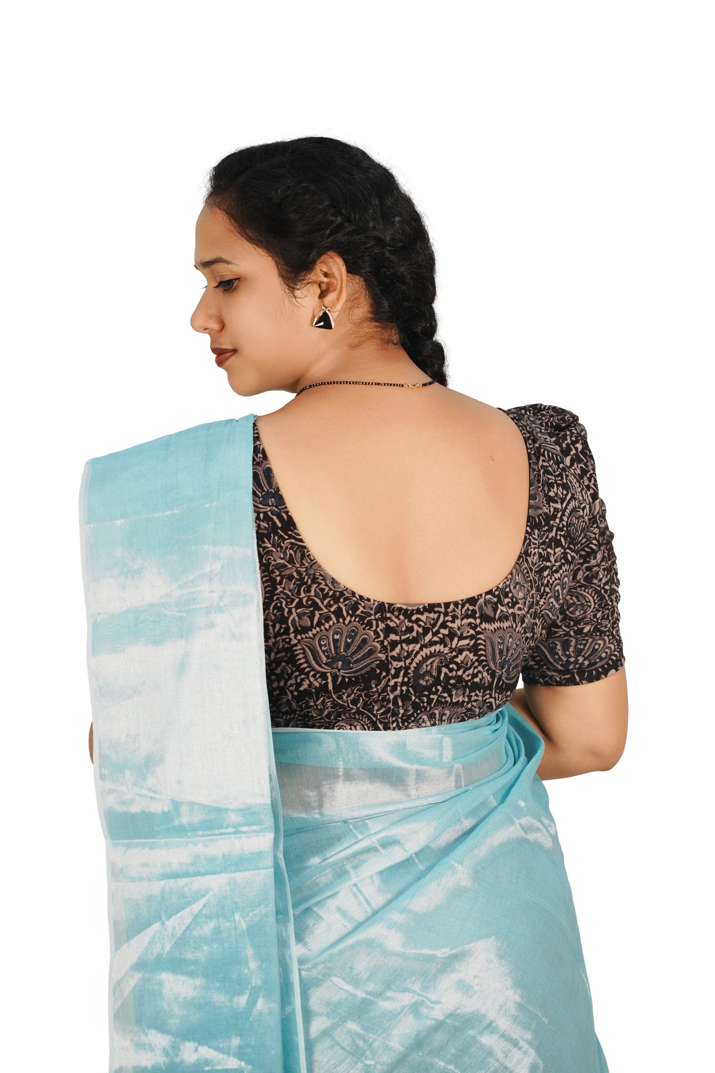 KALAMKARI BUTTA  ROUND NECK 10 INCH HANDS STRECHBLE BLOUSE