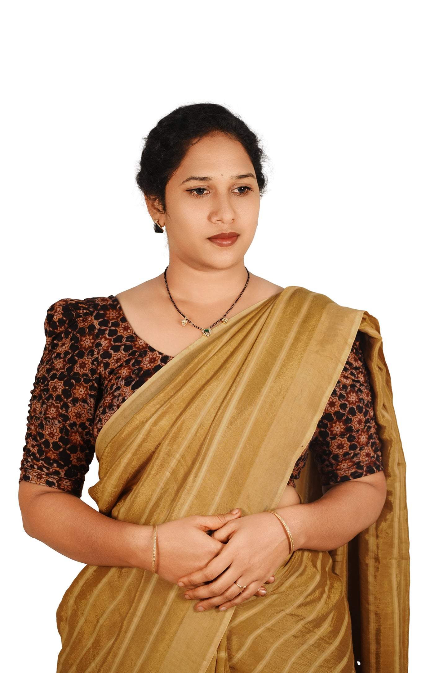 KALAMKARI BUTTA  ROUND NECK 10 INCH HANDS STRECHBLE BLOUSE