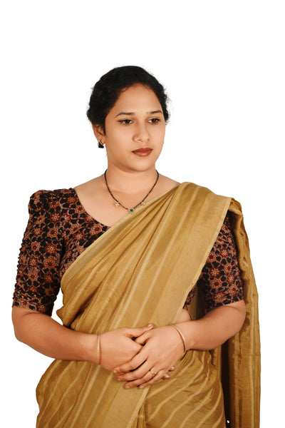 KALAMKARI BUTTA  ROUND NECK 10 INCH HANDS STRECHBLE BLOUSE