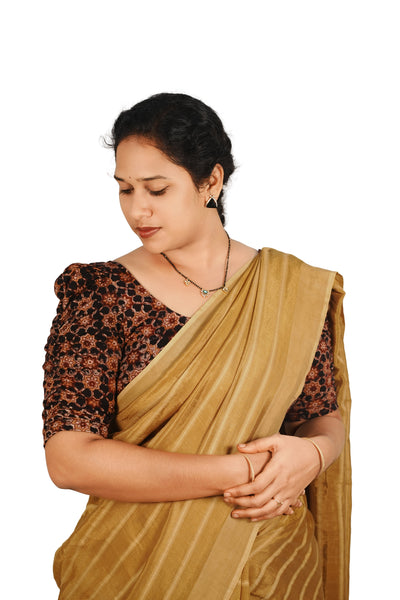 KALAMKARI BUTTA  ROUND NECK 10 INCH HANDS STRECHBLE BLOUSE