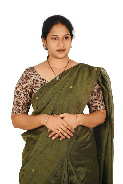 KALAMKARI ROUND NECK 10 INCH HANDS STRECHBLE BLOUSE