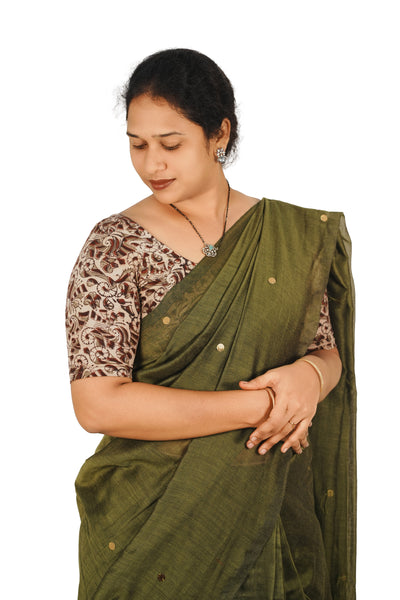 KALAMKARI ROUND NECK 10 INCH HANDS STRECHBLE BLOUSE