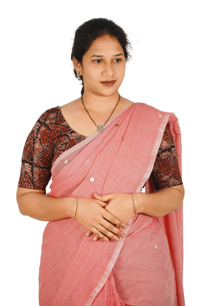 KALAMKARI ROUND NECK 10 INCH HANDS STRECHBLE BLOUSE