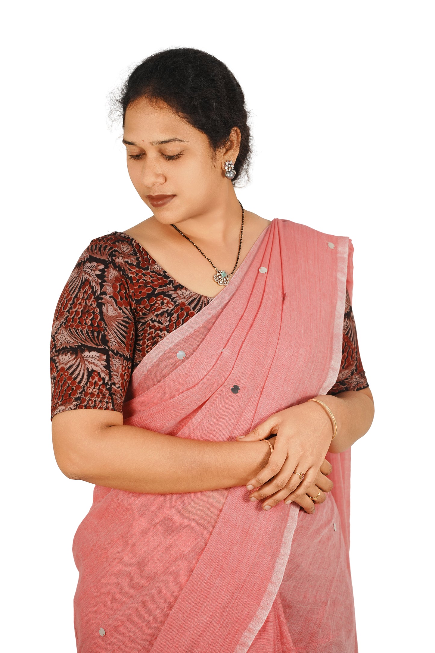 KALAMKARI ROUND NECK 10 INCH HANDS STRECHBLE BLOUSE