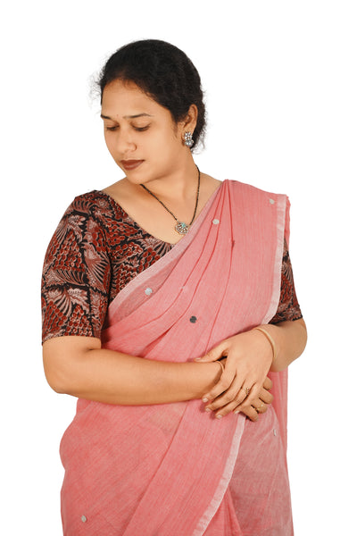 KALAMKARI ROUND NECK 10 INCH HANDS STRECHBLE BLOUSE
