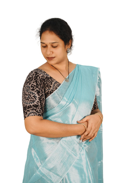 KALAMKARI ROUND NECK 10 INCH HANDS STRECHBLE BLOUSE