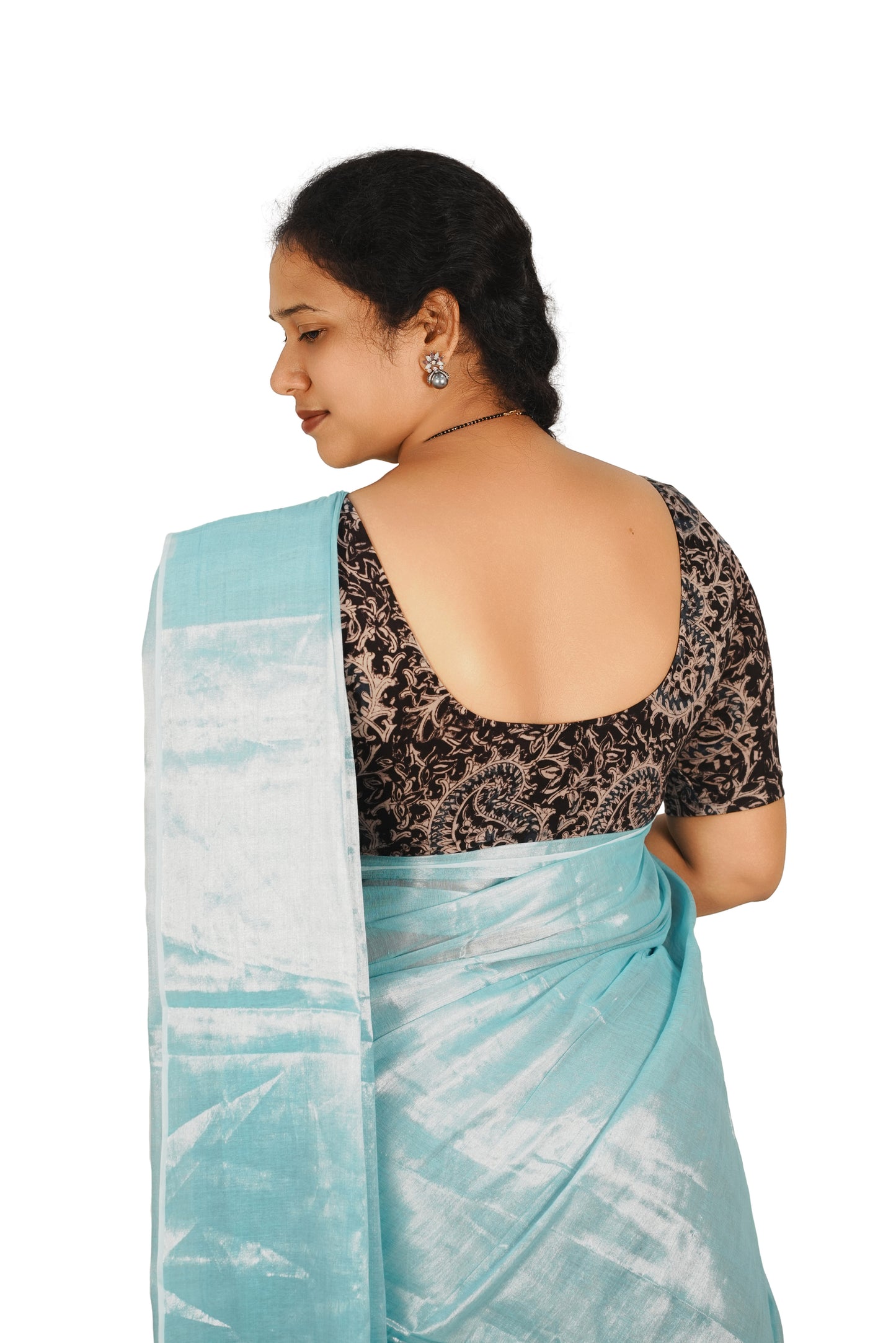 KALAMKARI ROUND NECK 10 INCH HANDS STRECHBLE BLOUSE