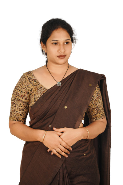 KALAMKARI ROUND NECK 10 INCH HANDS STRECHBLE BLOUSE