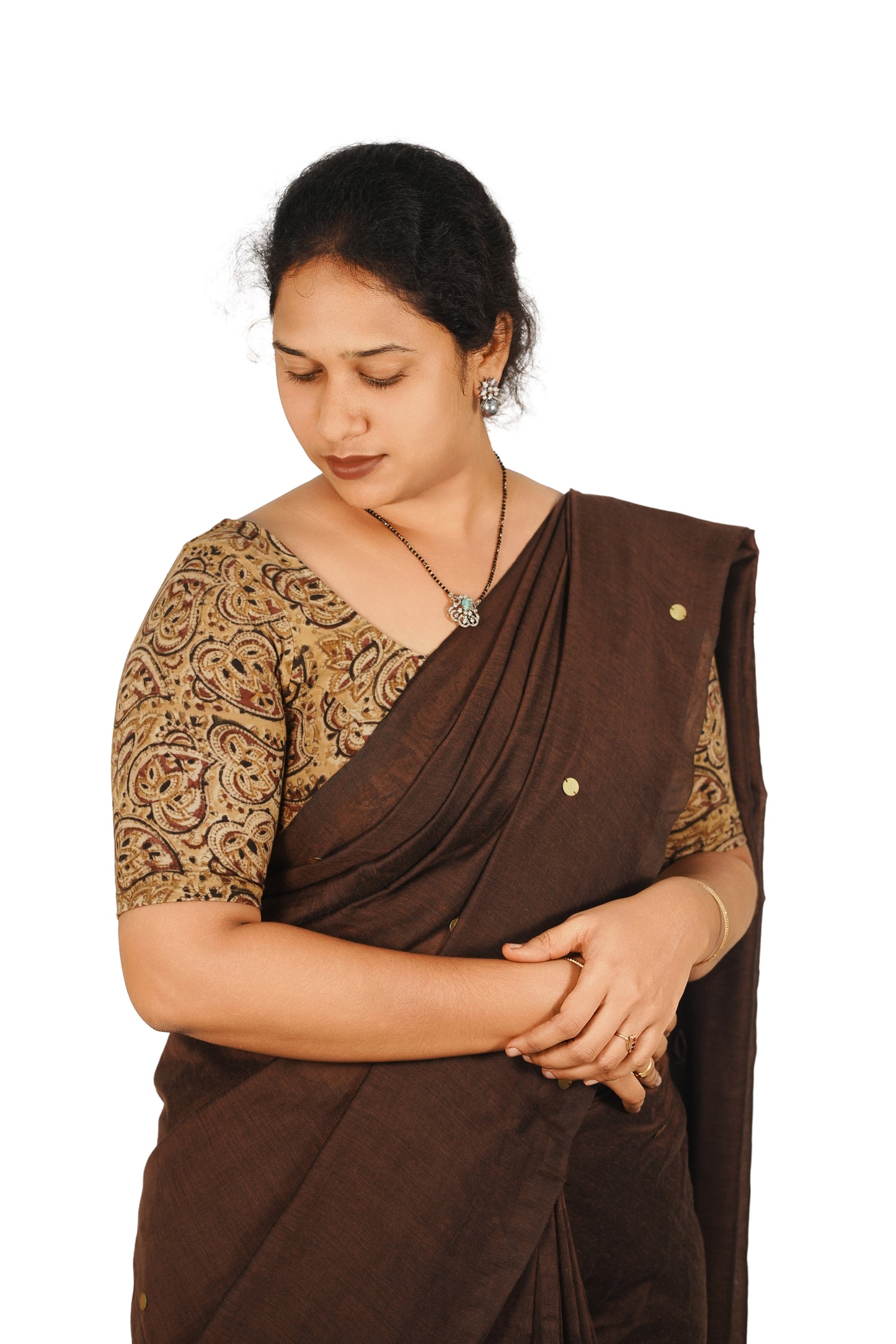 KALAMKARI ROUND NECK 10 INCH HANDS STRECHBLE BLOUSE
