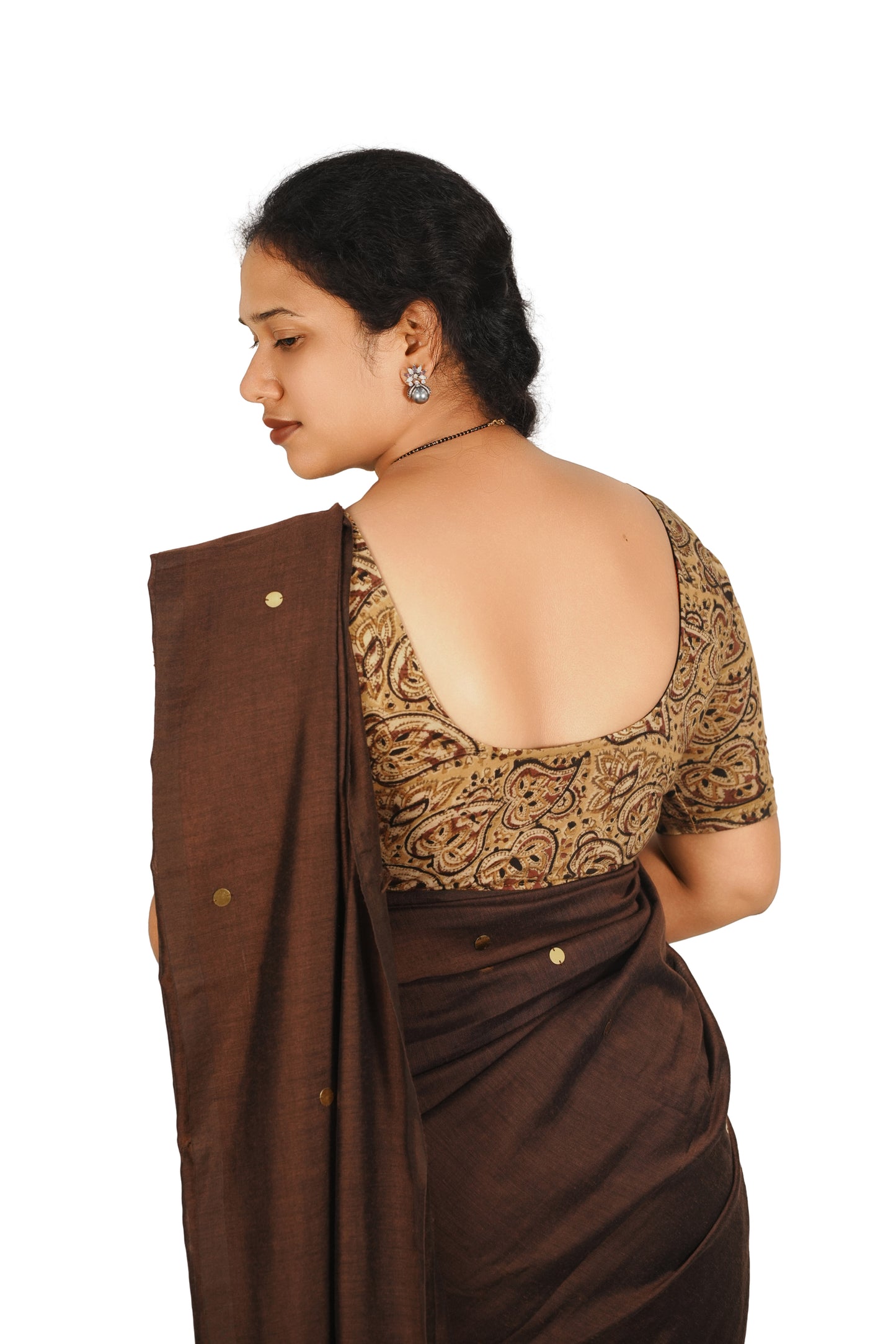 KALAMKARI ROUND NECK 10 INCH HANDS STRECHBLE BLOUSE