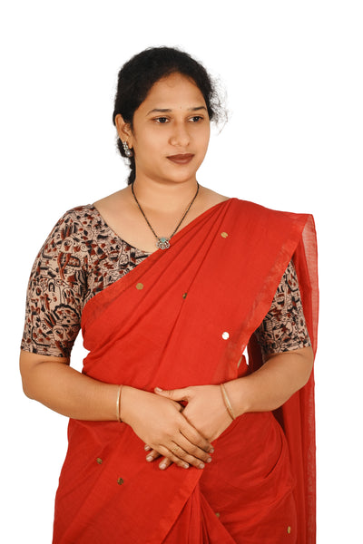 KALAMKARI ROUND NECK 10 INCH HANDS STRECHBLE BLOUSE