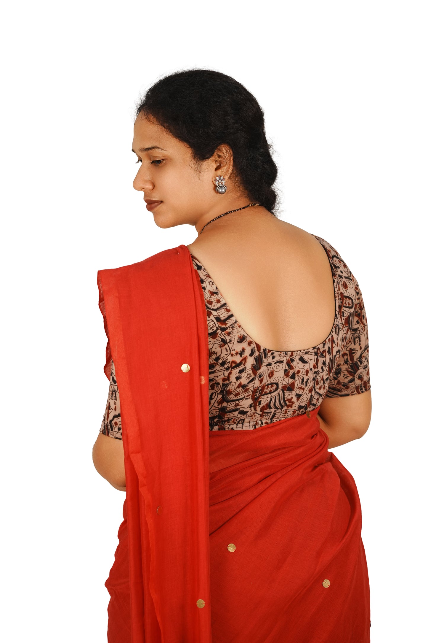KALAMKARI ROUND NECK 10 INCH HANDS STRECHBLE BLOUSE