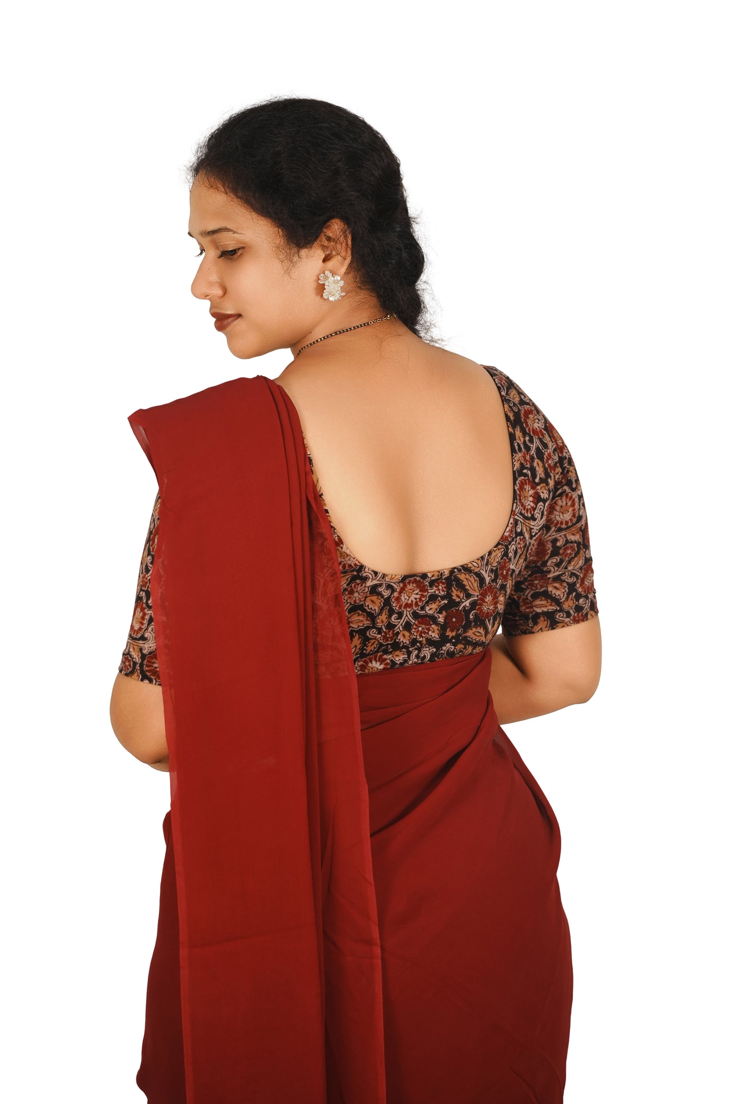 KALAMKARI ROUND NECK 10 INCH HANDS STRECHBLE BLOUSE