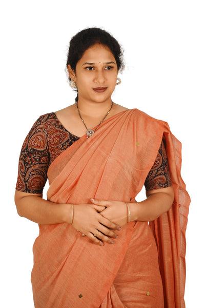 KALAMKARI ROUND NECK 10 INCH HANDS STRECHBLE BLOUSE