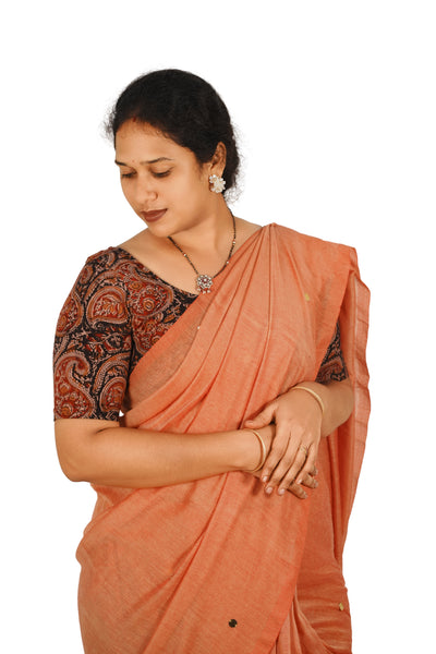 KALAMKARI ROUND NECK 10 INCH HANDS STRECHBLE BLOUSE