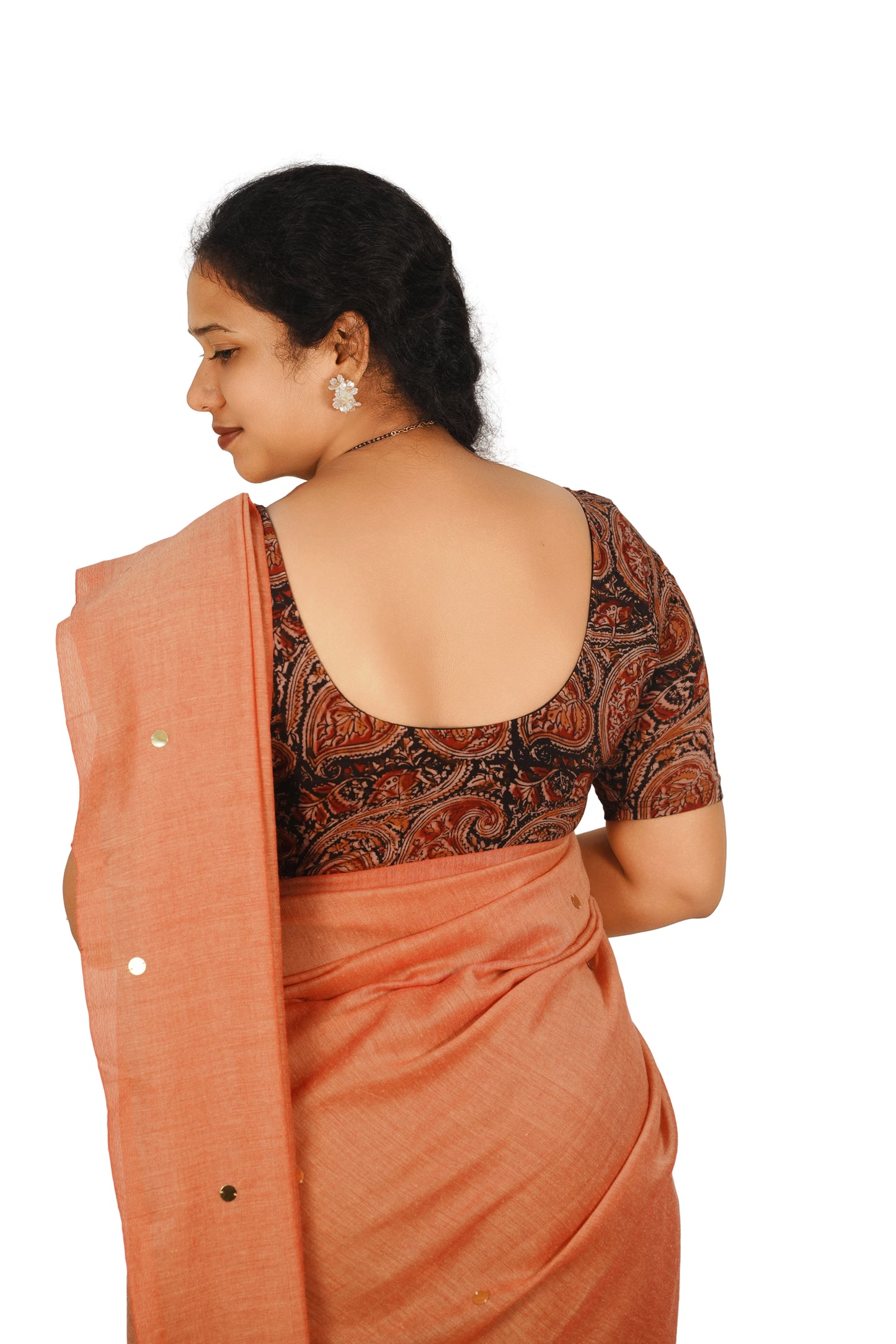 KALAMKARI ROUND NECK 10 INCH HANDS STRECHBLE BLOUSE