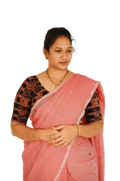 KALAMKARI ROUND NECK 10 INCH HANDS STRECHBLE BLOUSE
