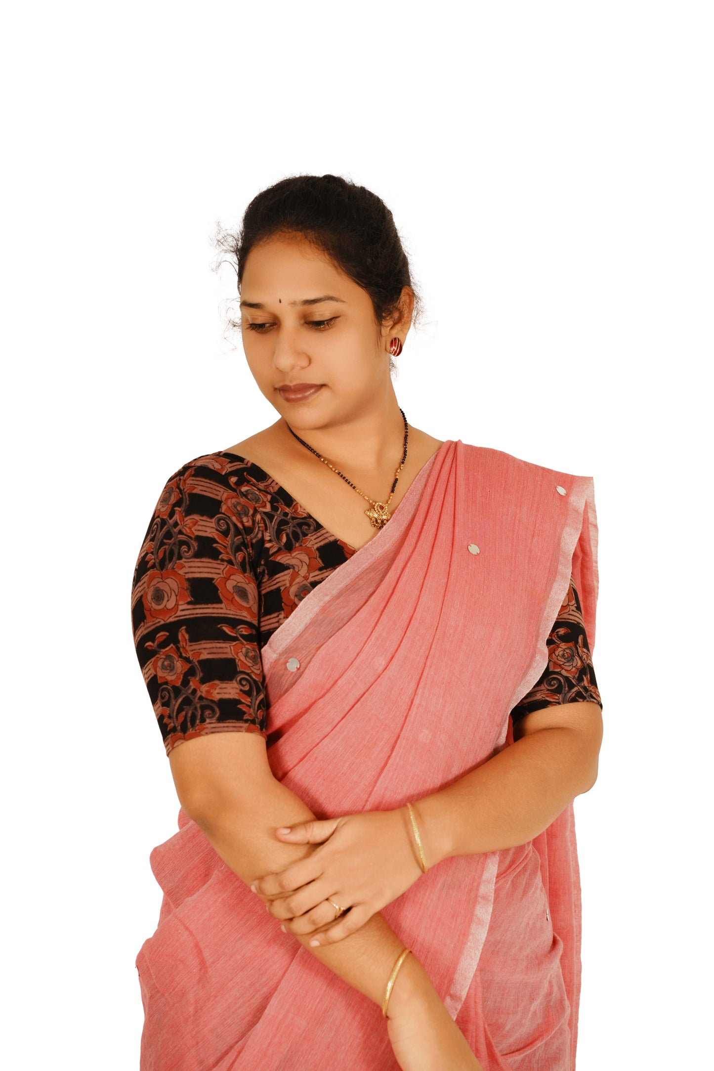 KALAMKARI ROUND NECK 10 INCH HANDS STRECHBLE BLOUSE