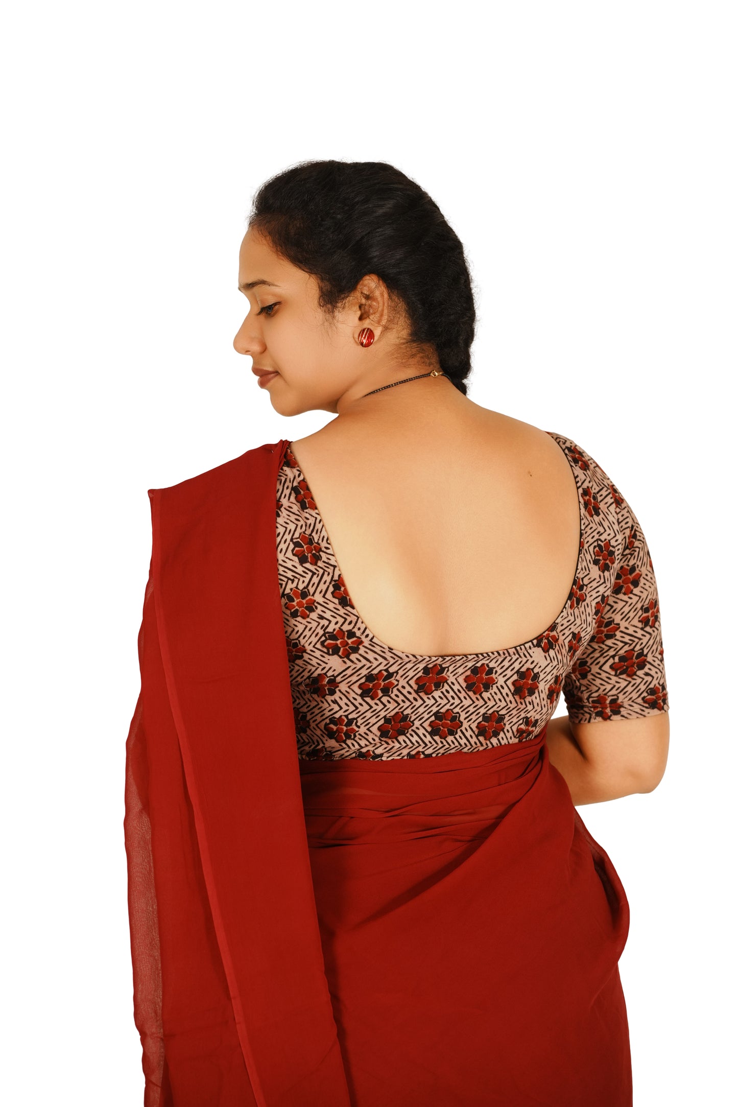 KALAMKARI ROUND NECK 10 INCH HANDS STRECHBLE BLOUSE