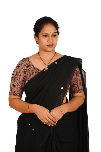 KALAMKARI ROUND NECK 10 INCH HANDS STRECHBLE BLOUSE