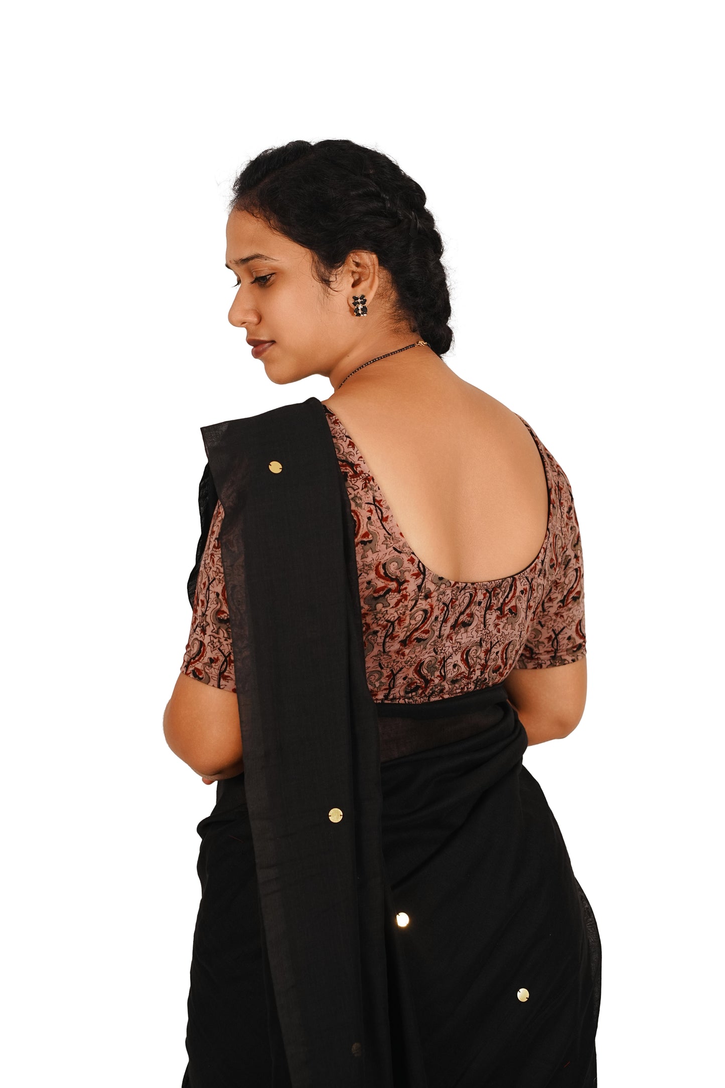KALAMKARI ROUND NECK 10 INCH HANDS STRECHBLE BLOUSE