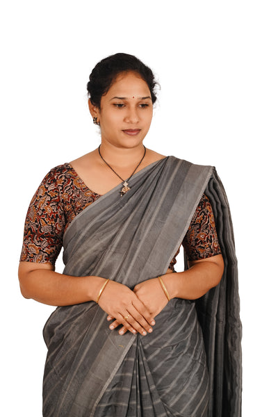 KALAMKARI ROUND NECK 10 INCH HANDS STRECHBLE BLOUSE