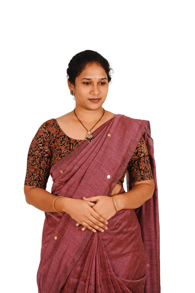 KALAMKARI ROUND NECK 10 INCH HANDS STRECHBLE BLOUSE
