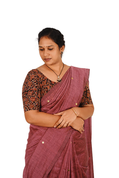 KALAMKARI ROUND NECK 10 INCH HANDS STRECHBLE BLOUSE
