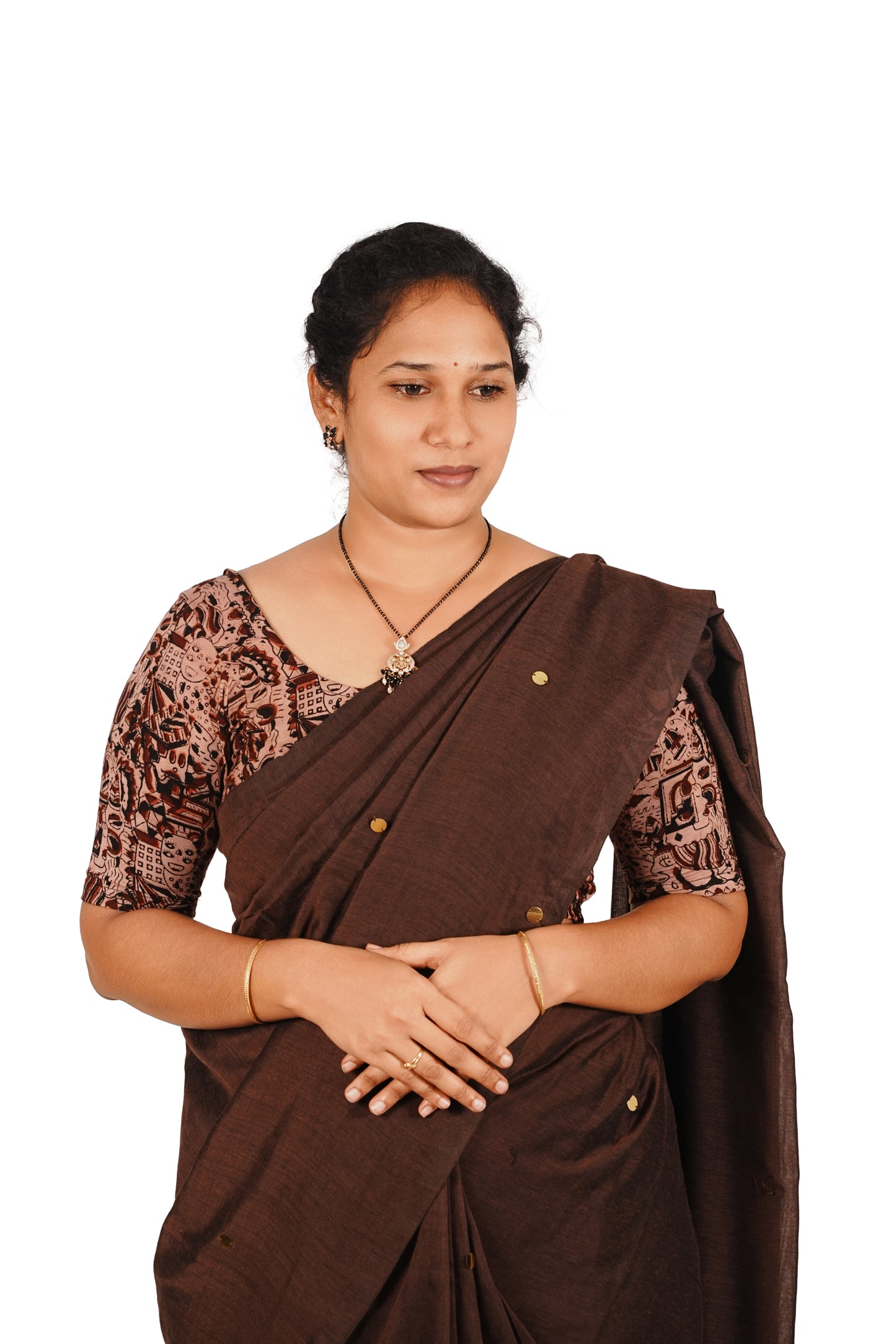 KALAMKARI ROUND NECK 10 INCH HANDS STRECHBLE BLOUSE