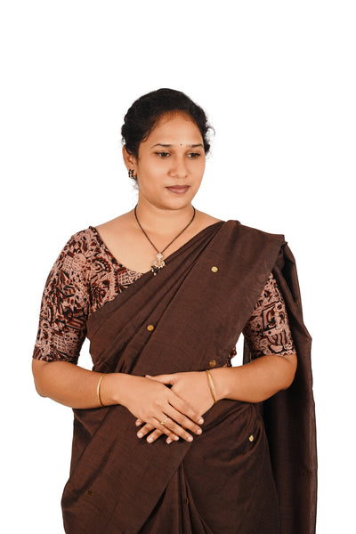 KALAMKARI ROUND NECK 10 INCH HANDS STRECHBLE BLOUSE