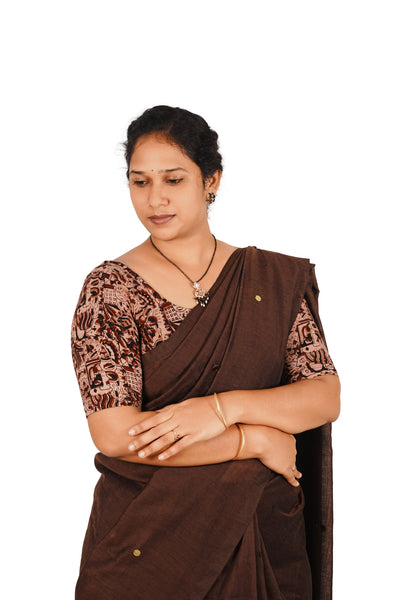 KALAMKARI ROUND NECK 10 INCH HANDS STRECHBLE BLOUSE