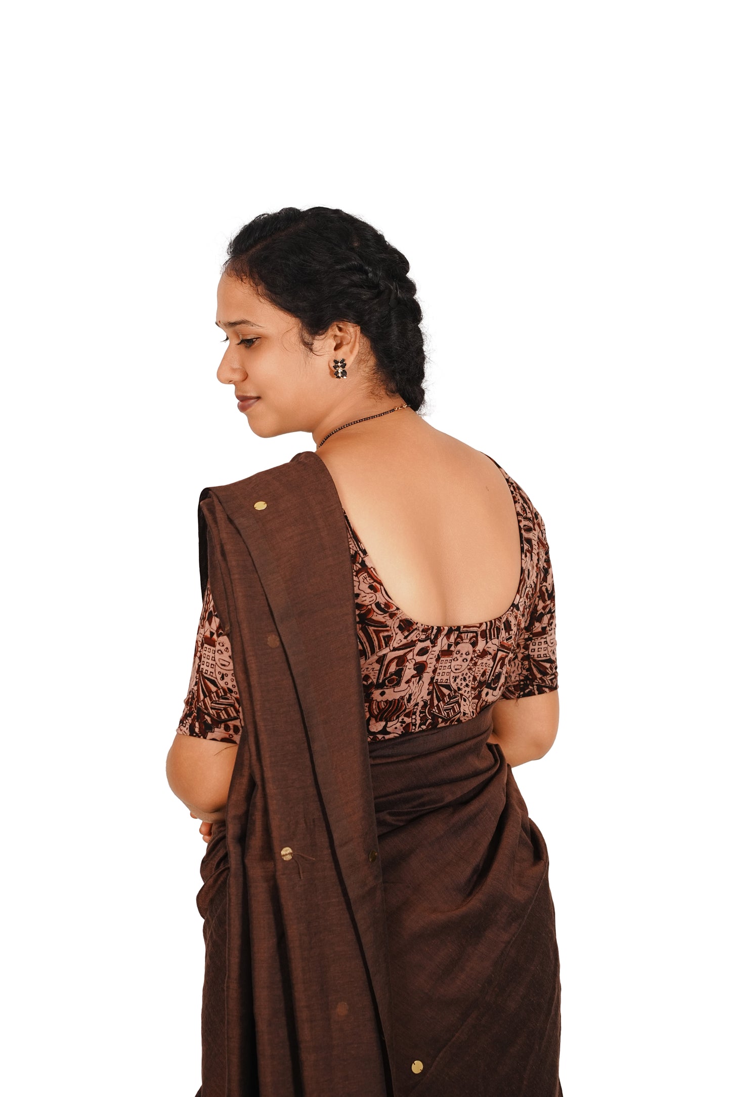 KALAMKARI ROUND NECK 10 INCH HANDS STRECHBLE BLOUSE