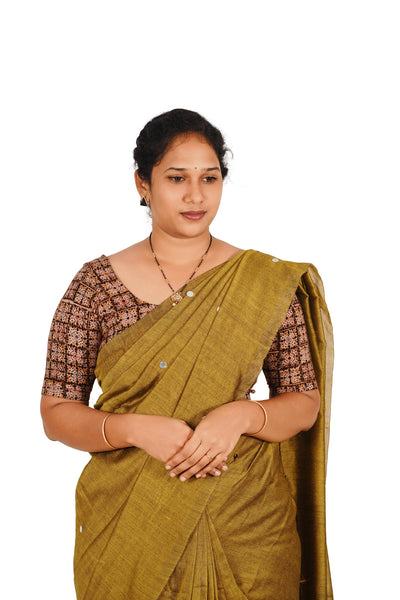KALAMKARI ROUND NECK 10 INCH HANDS STRECHBLE BLOUSE