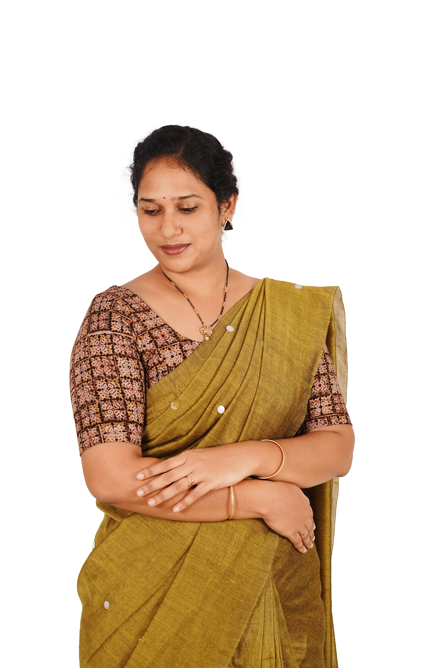 KALAMKARI ROUND NECK 10 INCH HANDS STRECHBLE BLOUSE