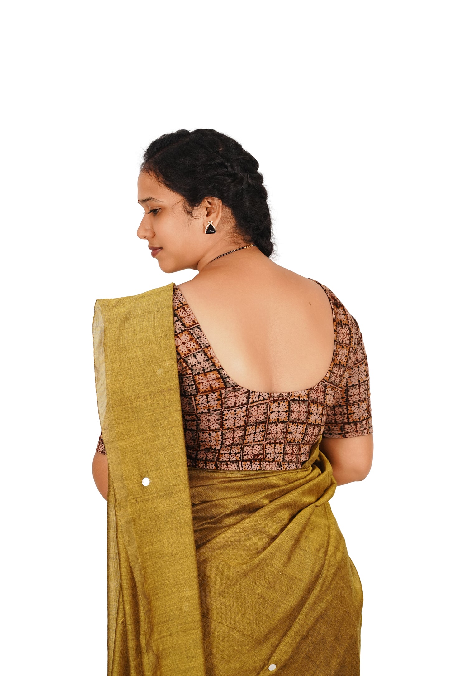 KALAMKARI ROUND NECK 10 INCH HANDS STRECHBLE BLOUSE