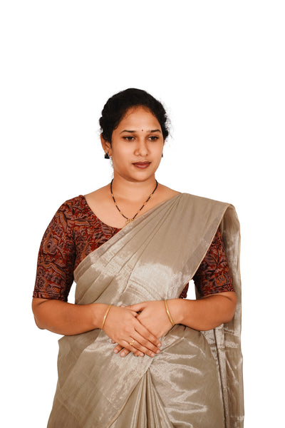 KALAMKARI ROUND NECK 10 INCH HANDS STRECHBLE BLOUSE