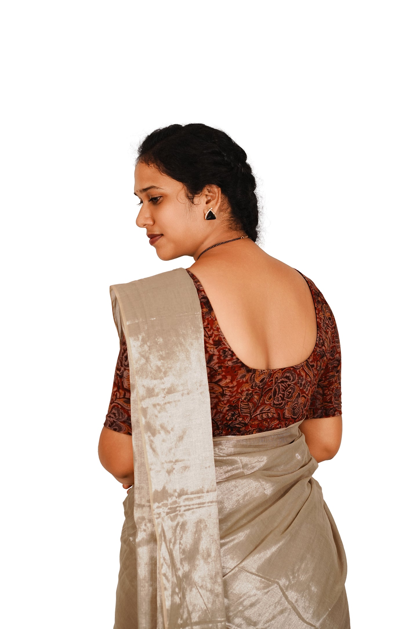KALAMKARI ROUND NECK 10 INCH HANDS STRECHBLE BLOUSE