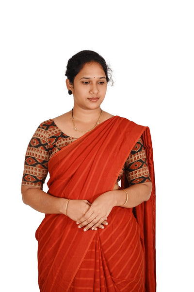 KALAMKARI ROUND NECK 10 INCH HANDS STRECHBLE BLOUSE