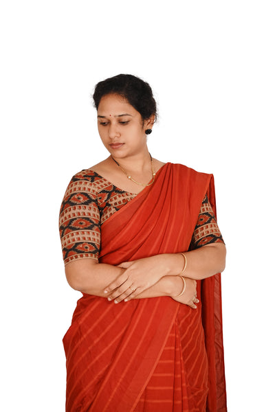 KALAMKARI ROUND NECK 10 INCH HANDS STRECHBLE BLOUSE