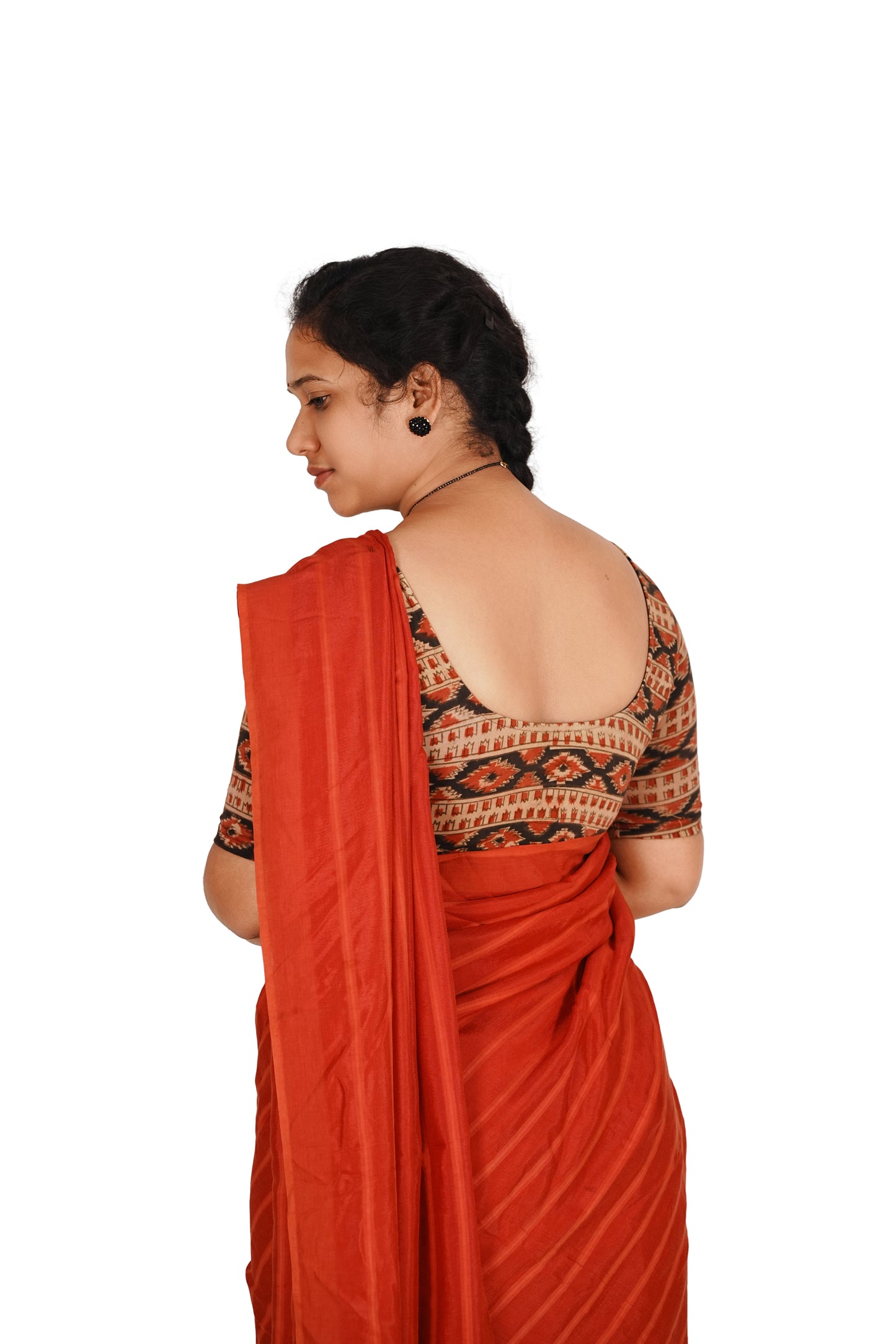 KALAMKARI ROUND NECK 10 INCH HANDS STRECHBLE BLOUSE