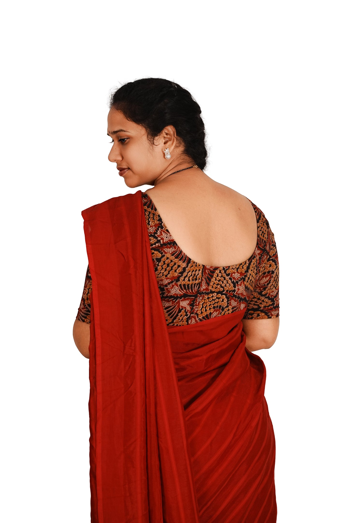 KALAMKARI ROUND NECK 10 INCH HANDS STRECHBLE BLOUSE