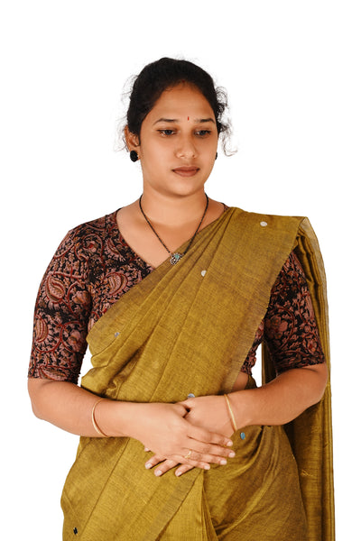 KALAMKARI V NECK 10 INCH HAND  STRECHBLE BLOUSE