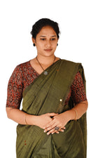 KALAMKARI V NECK 10 INCH HAND  STRECHBLE BLOUSE